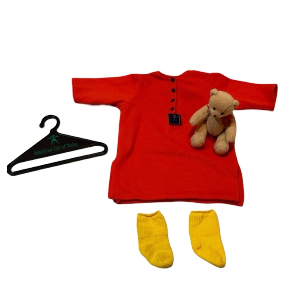 Vintage American Girl Pleasant Company 1996 Slumber Shirt, Socks‎ and Mini Bear